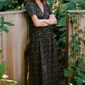Christy Dawn Simple Dawn Dress in Noir Tulips size PXL